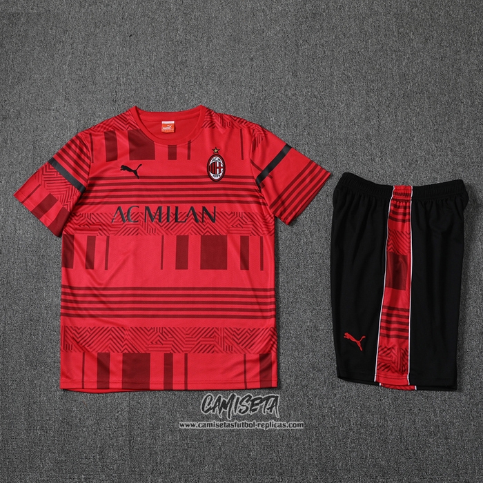 Chandal del AC Milan 2022-2023 Manga Corta Rojo - Pantalon Corto